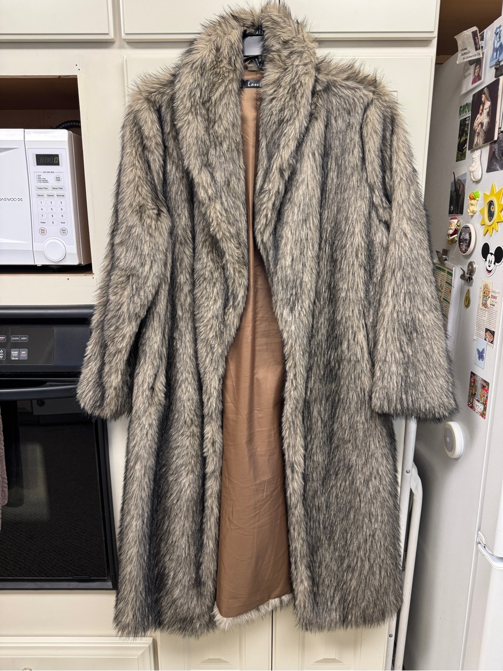 Laseti Long Faux Fur Coat – Size Large – 46” Length (Never Worn)